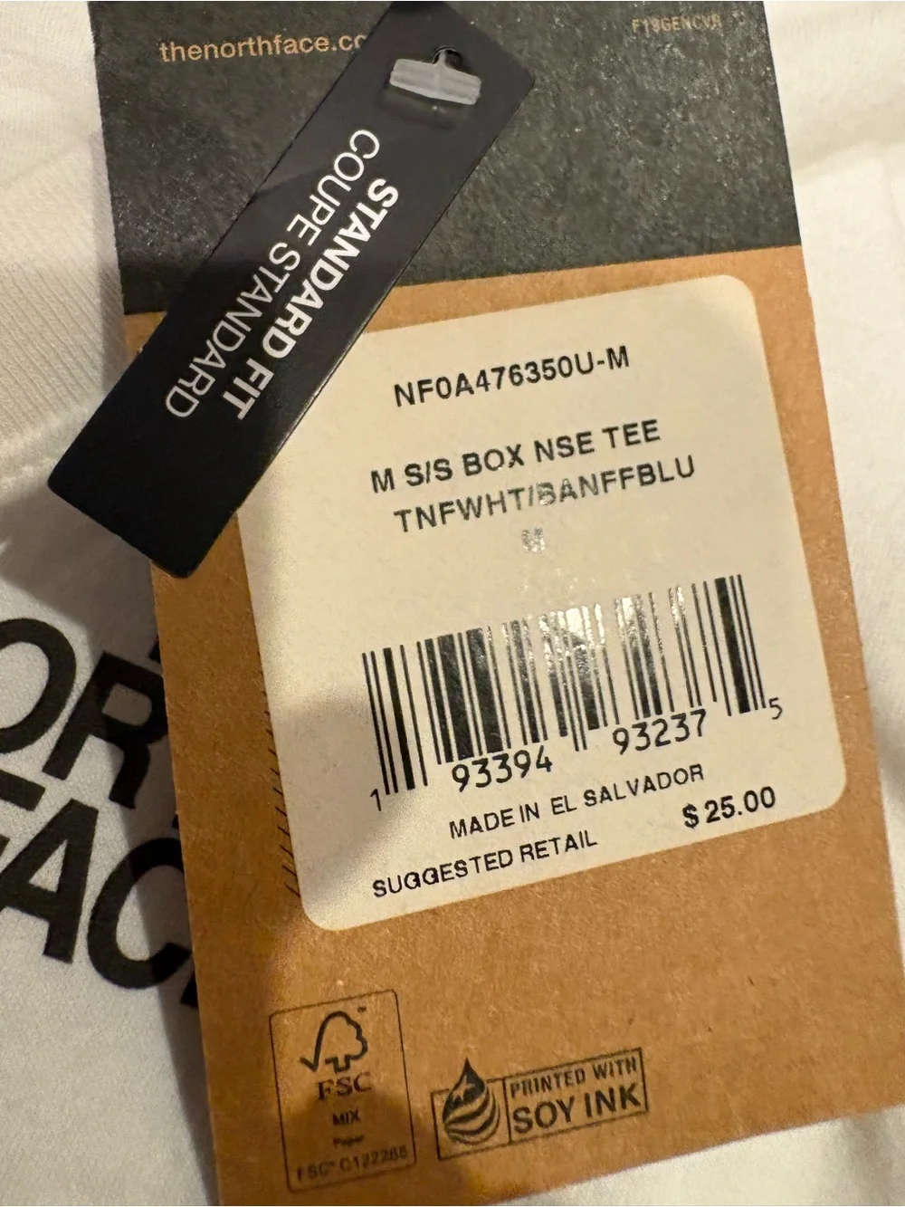 Men's The North Face Crew Neck Boxy Tee White T-Shirt Size M